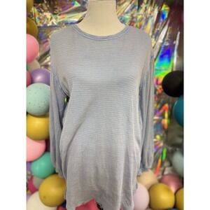 We The Free by Free People Blue Slub Knit Long Sleeve Top Size Small